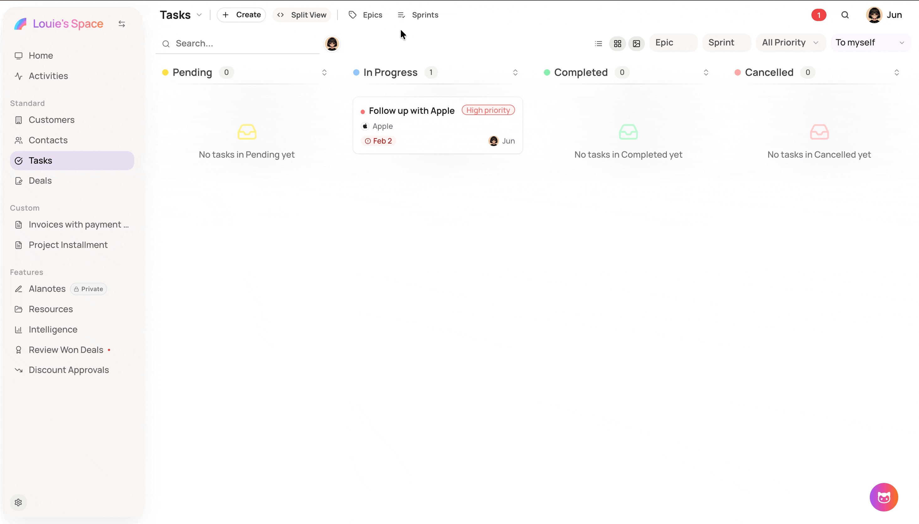 Screenshot for Visibility - Cascaded by Epic / Sprint