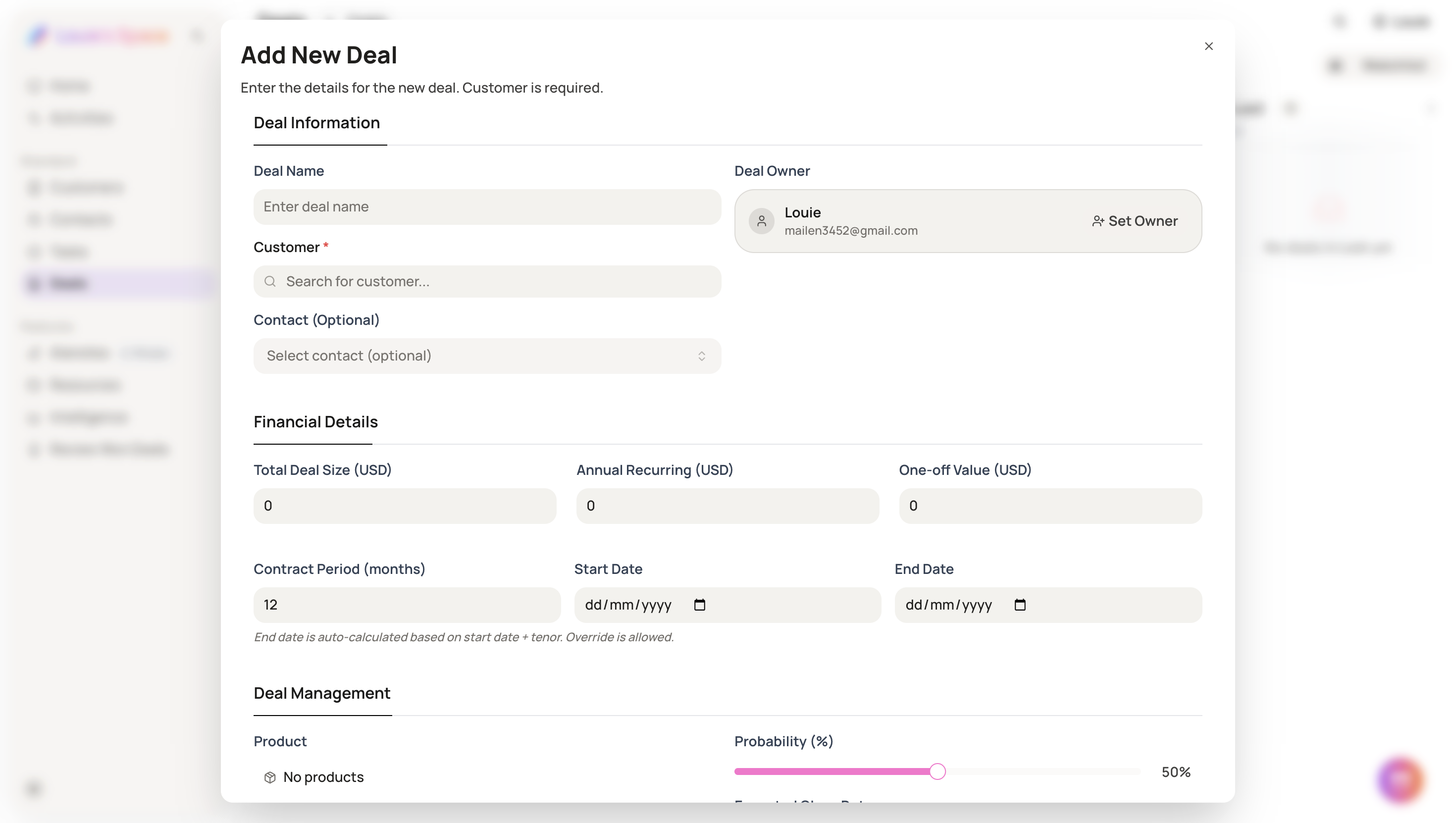 Screenshot for Create Deals