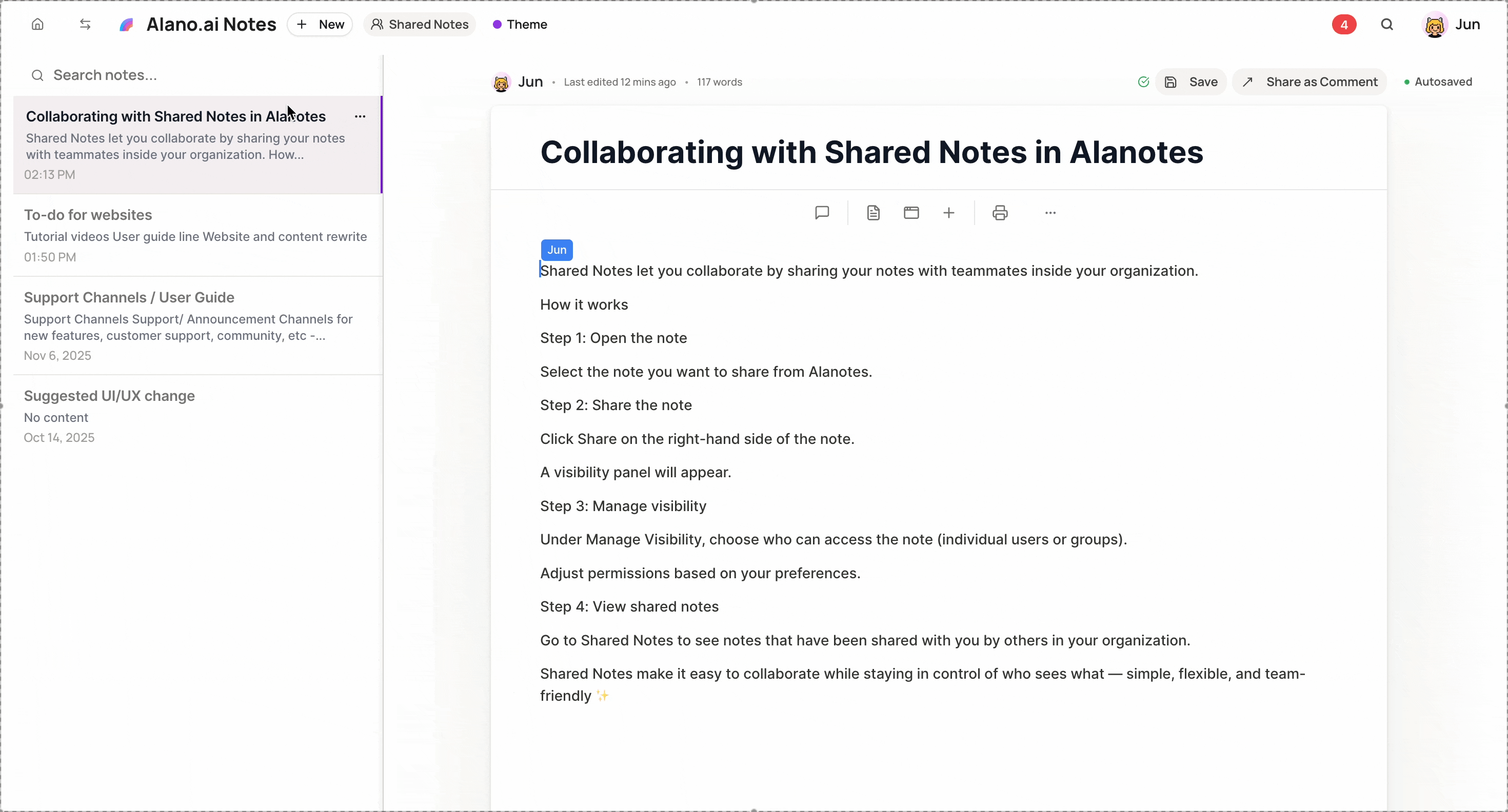 Screenshot for Shared Notes