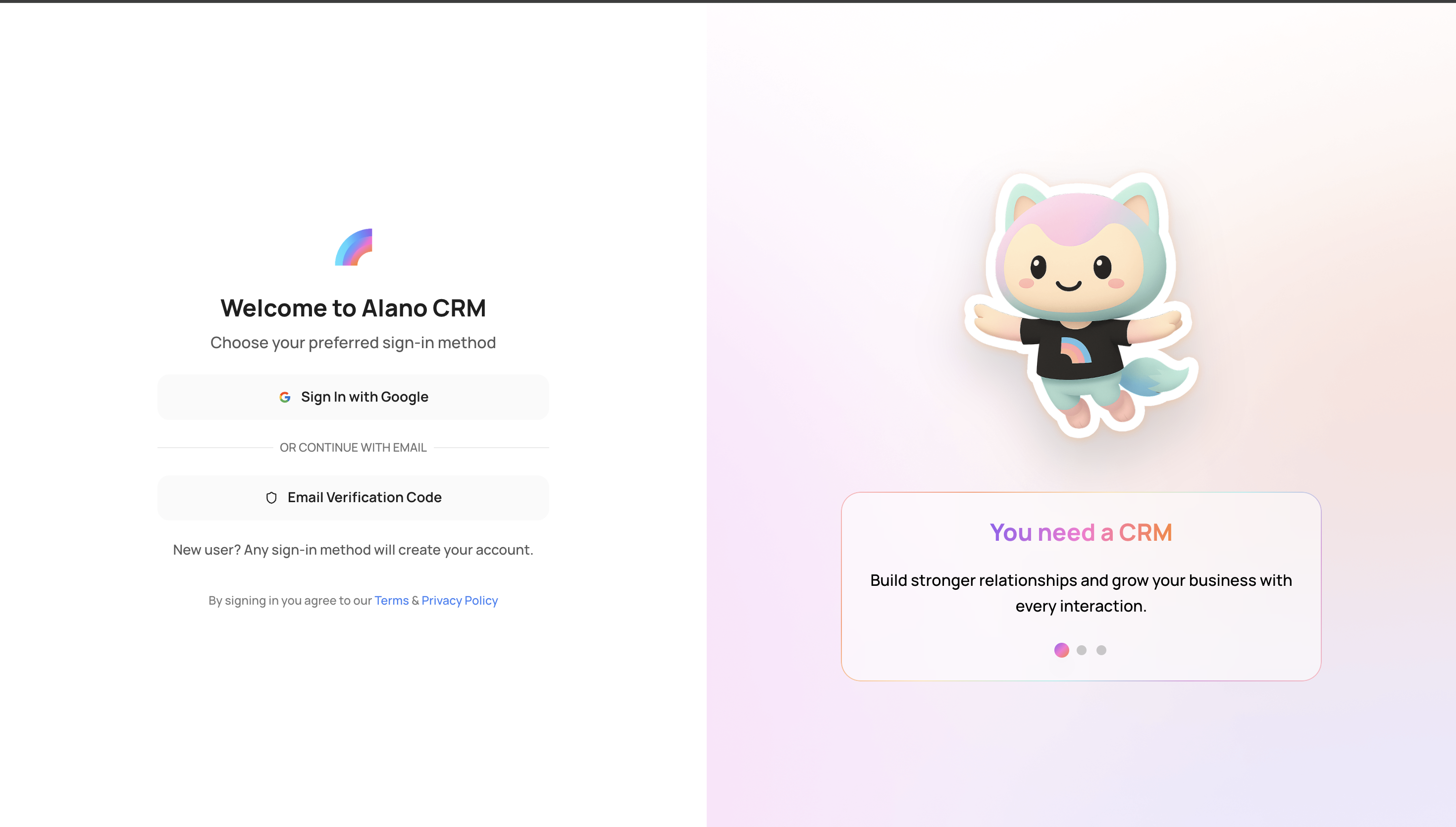 Screenshot for Create your Alano CRM account (Free)