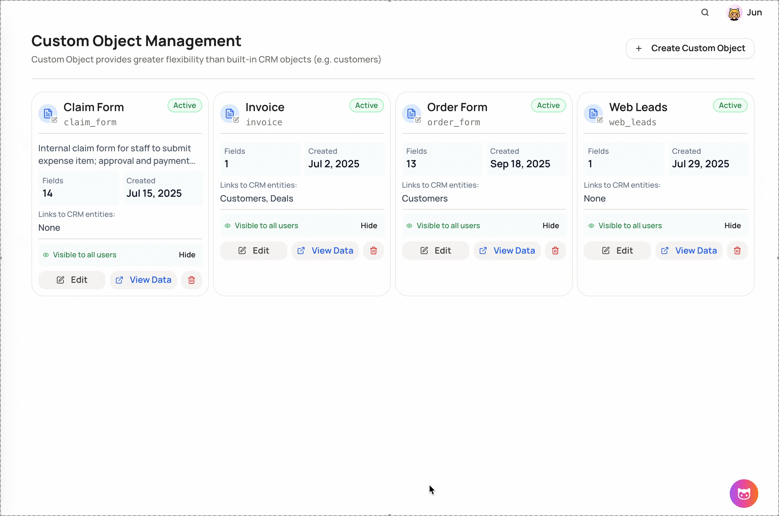 Screenshot for Custom Object Permission Control