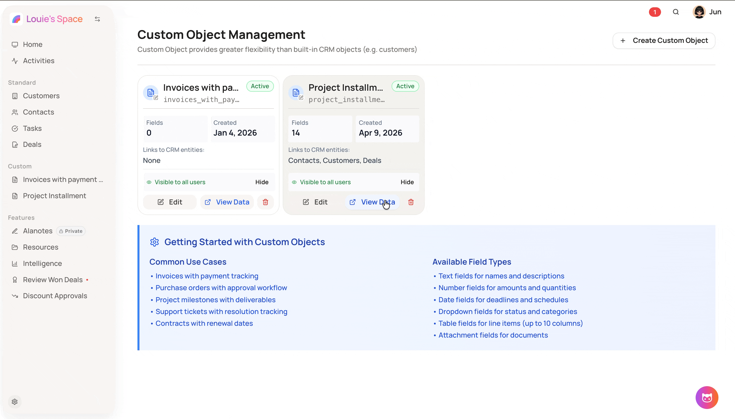 Screenshot for List Configuring and Data Viewing