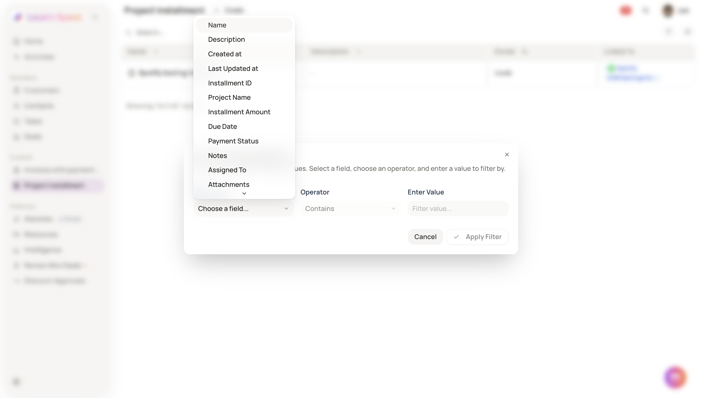 Screenshot for List Configuring and Data Viewing