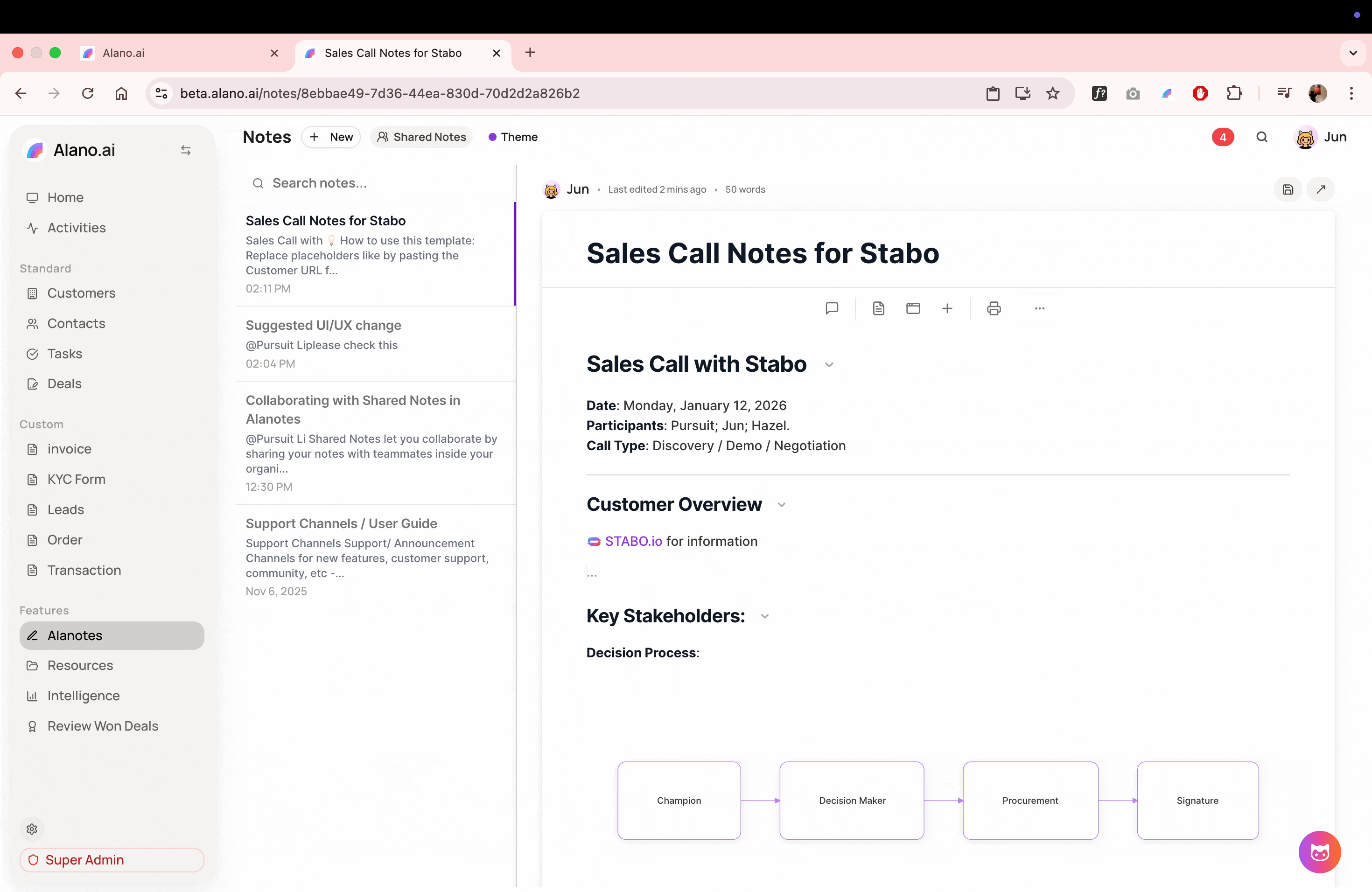 Linking Contact in Note