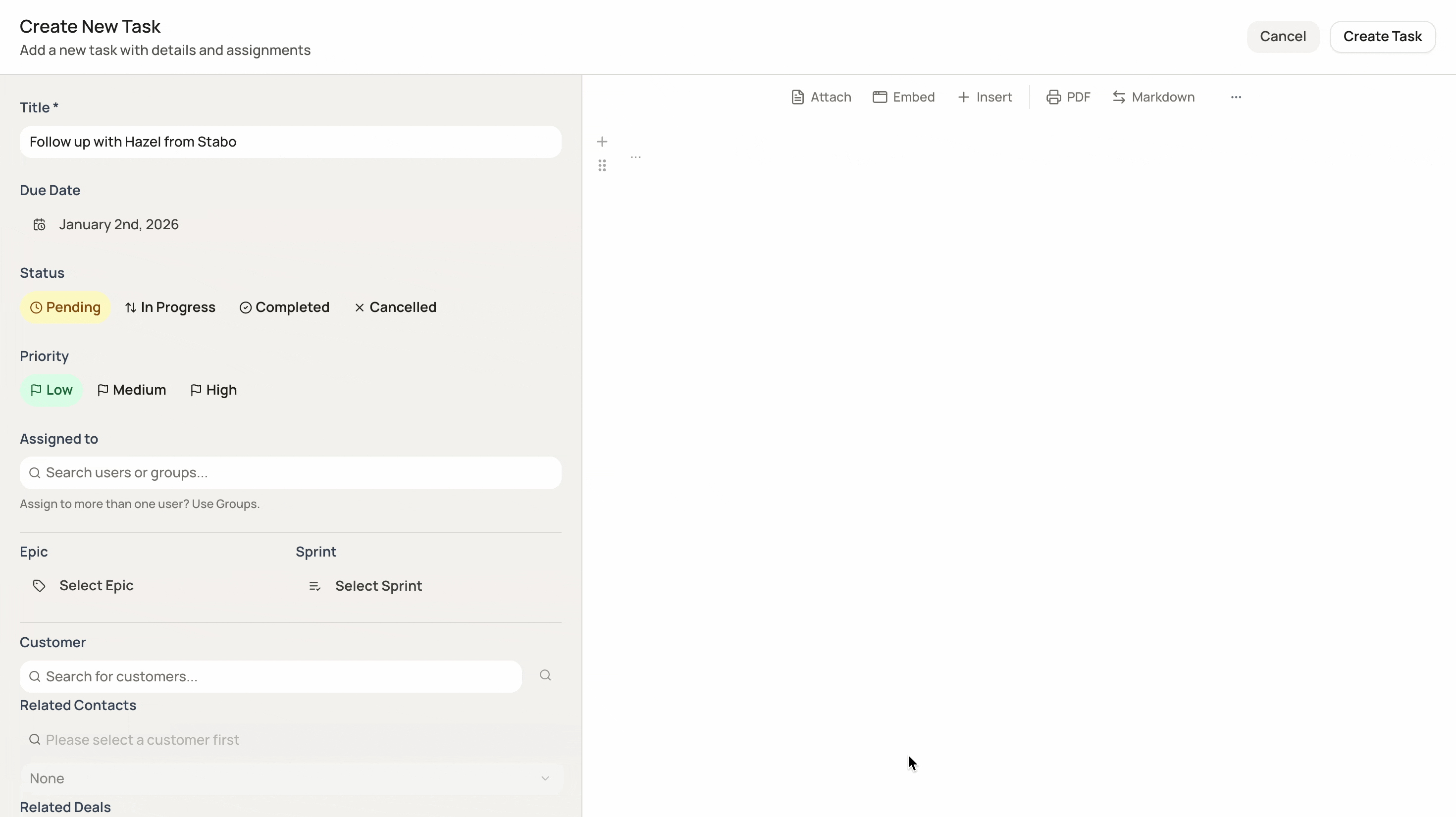 Screenshot for Create Task