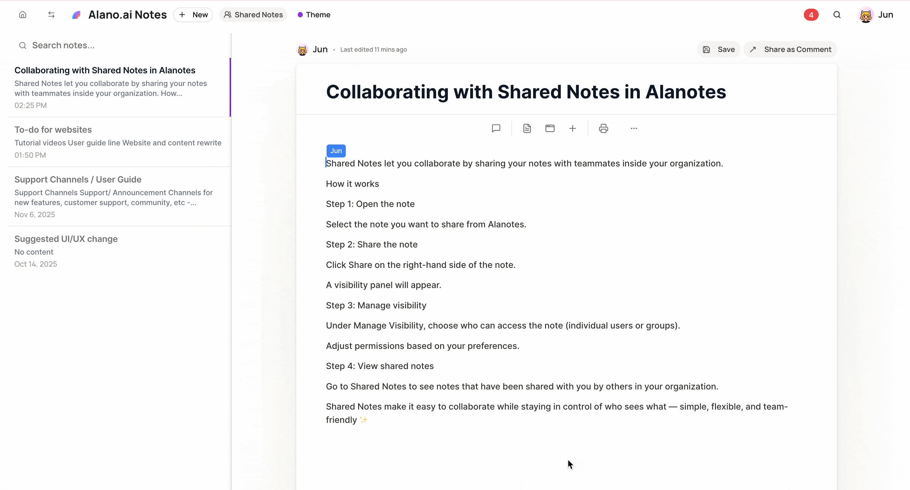 Screenshot for Shared Notes